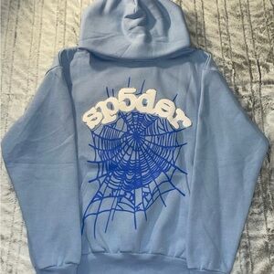Sp5der Light Blue Hoodie Sweater